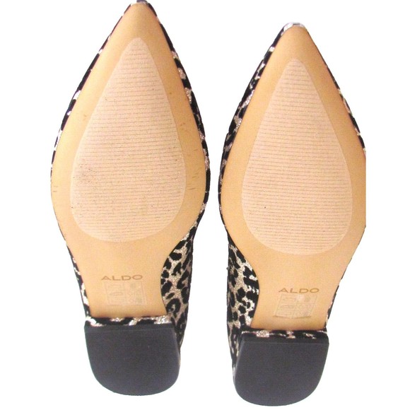 Designer Aldo Shimmer Animal Print Black /Silver Pointed Toe Flats Size  8.5 M - Picture 12 of 16